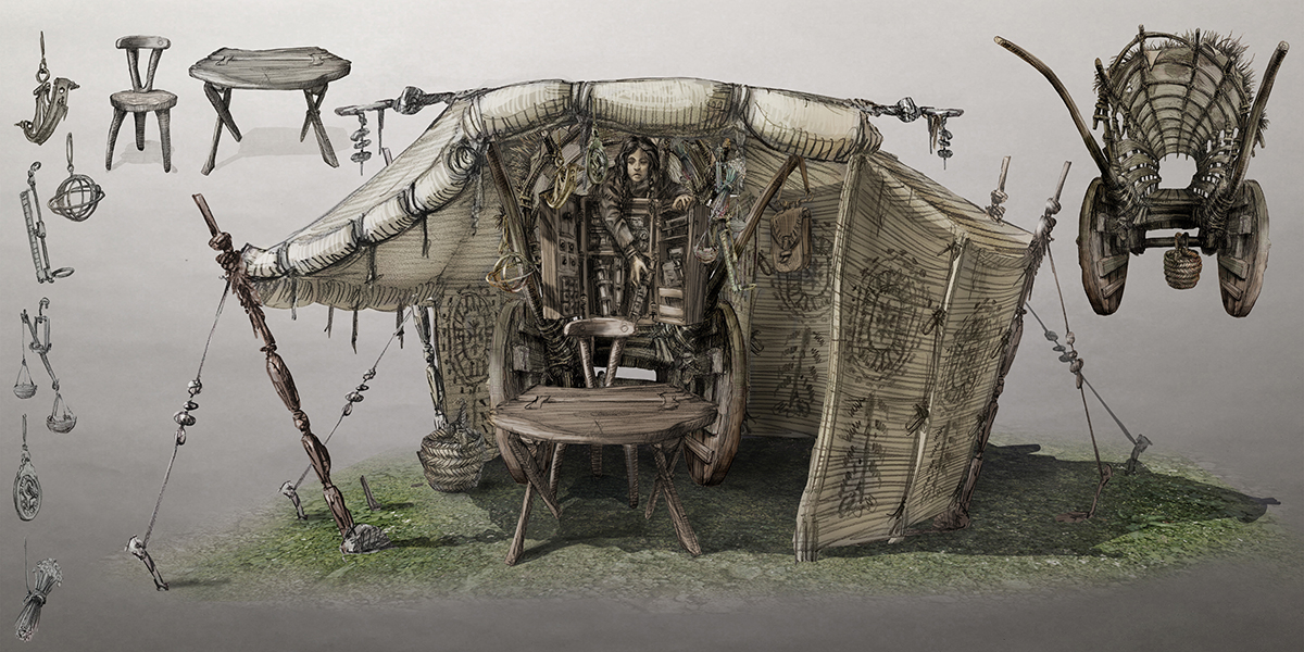 A typical elven caravan. This drawing is inspired by the amazing